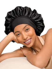 Satin Sleep Bonnet For Women, Soft Elastic Hair Bonnet For Sleeping, Large Size Night Hair Cap, Reusable Hair Protection Bonnet For Curly Long Hair, Home Nighttime Hair Care Accessory - Multicolor - View 6