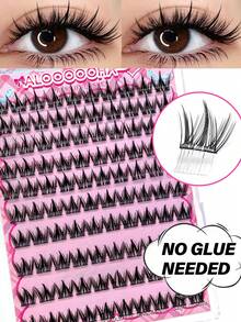 100 Pieces Of Soft, Self-Adhesive Mink False Eyelashes, Mixed Lengths Of 8-16mm, Individual, Lightweight Lashes, DIY Self-Adhesive Eyelash Extensions, Cluster Lashes, Natural Curly Cat-Eye Lashes, For Daily Use - C - View 6