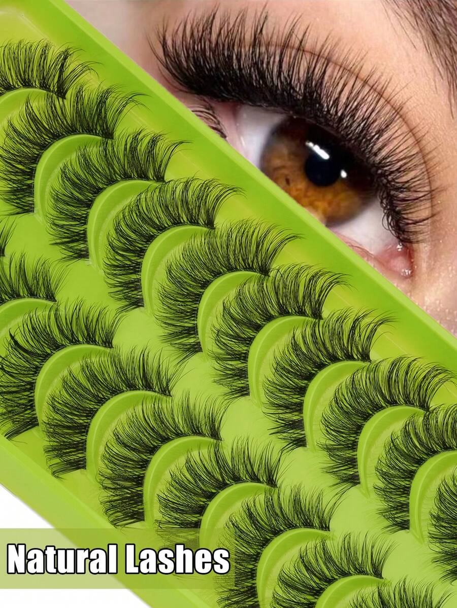 10 أزواج من الرموش الاصطناعية الشفافة الطبيعية الناعمة، رموش شريطية 3D بتصميم عين القطة الخفيف، رموش مانجا أنمي ناعمة وخفيفة الوزن، رموش تمديد قابلة لإعادة الاستخدام للمكياج اليومي والمناسبات - الأسود - مشاهدة 1