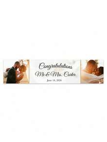 Personalized Photo And Name Anniversary Banner, Custom Couple Portrait Party Sign, Custom Text And Date, Wedding Celebration Decor, Bride And Groom Welcome Banner, Engagement Backdrop, Wedding Reception Decoration, Gift For Couples And Newlyweds - Multicolor - View 11