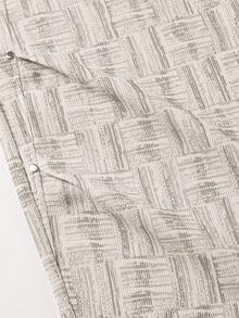 Men's Vintage Plaid Jacquard Wide Leg Knit Drawstring Elastic Waist Textured Straight Casual Long Pants - Apricot - View 6