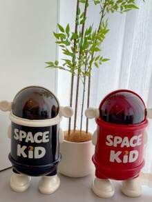 1pc Space Kid Astronaut Trash Can, Cute Red Cartoon Robot Design Garbage Bin, PET+ABS+PP Dual-Bucket Flip Lid Waste Container, Odor-Proof Tall Standing Rubbish Bin For Home Living Room Bedroom Kitchen Office - View 8