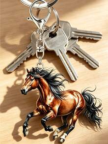 Horse Acrylic Keychain, Flat Car Interior Rearview Mirror Hanging Ornament - Backpack Hanging Decor - Perfect Gift For Horse Lovers, Bag Accessory, 2D Design - Daily Use - Birthday Gift, Acrylic Car Pendant, Multi-Functional Car Key Accessory, Earphone Pendant, Phone Case Pendant, Suitable For Car Keys, Backpacks And Handbags, Perfect Gift For Friends, Teachers, Family, Horse Lovers, Back To School Gift, Teacher's Day Gift - Multicolor - View 11