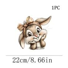 1/2/3pcs Floral Bow Headband Cute Rabbit Heat Transfer Iron-On Patch Sweet Cartoon Bunny Iron-On Sticker DIY Decoration T-Shirt Sweatshirt Pillow Tote Bag - Multicolor - View 7
