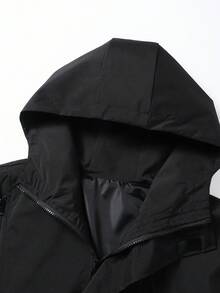 Men's Techwear Hooded Softshell Jacket, Spring/Autumn Multi-Zipper Design Workwear Jacket, Outdoor Waterproof Hiking Coat - Black - View 4