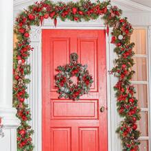 3/12/24pcs Christmas Artificial Poinsettia Branch, Red Green Plaid Fake Flower With Stem, No Clip Floral Pick For Holiday Decor - Red - View 7