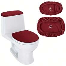 1 Set (2pcs) Super Soft Toilet Seat Cover And Tank Lid Decorative Protective Cover Set, Toilet Seat Cover And Dust Cover, Elastic Toilet Seat Cover With Elastic Base, Machine Washable, Suitable For Most Toilet Tanks And Toilet Seats, Home Decor - Multicolor - View 15