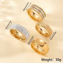 4pcs Men's Fashion Stainless Steel Ring Set, Hypoallergenic Stainless Steel Jewelry Suitable For Men And Couples Daily Wear Valentine's Day Gift - Gold - View 3