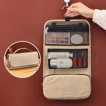 Hanging Travel Makeup Bag, Detachable Cosmetic Pouch With Handle, Foldable Large‑Capacity Toiletry Organizer, Portable Waterproof Make‑Up Storage Bag For Women, Multi‑Compartment Wash Bag For Vacation Bathroom - Multicolor - View 10