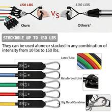 Bộ 11 dây kháng lực tập thể hình siêu bền, thiết kế tăng cường sức mạnh và sức bền cơ bắp, thiết yếu cho tập gym và tập tại nhà, quà tặng hoàn hảo cho người đam mê thể hình vào các dịp đặc biệt - A - Xem 10