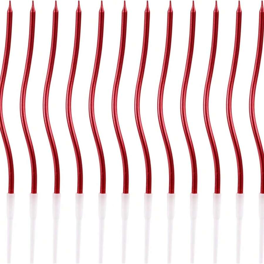 6-12pcs Spiral Cake Candles, Twisted Long Birthday Cake Candles, Cake Decoration, Baking Supplies - Multicolor - View 1