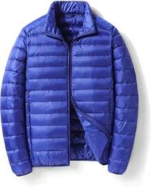 Men Plus Size Down Coats - Royal Blue - View 2
