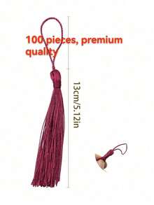 20/50/100/200pcs 13cm (5 Inch) Smooth Silk Thread Bookmarks With Tassels, 2 Inch Hanging Cord Rings And Small Chinese Knots, Suitable For Jewelry Making, Souvenirs, Bookmark Crafting, Handmade DIY Accessories - 13cm Wine Red - View 12