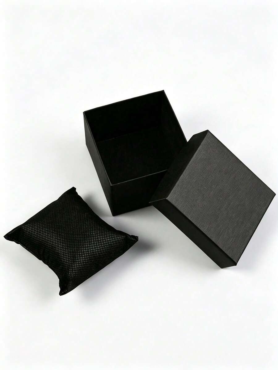 1pc Square Multi-Size Jewelry Gift Box, Can Hold Necklaces, Earrings And Rings, Solid Color Elegant, Suitable For Winter Solstice, Wedding And Other Occasions, Can Be Used For Packaging Jewelry, Necklaces, Bracelets, Silver Bars And More. Perfect Gift For Birthday, Mother's Day And Valentine's Day. - Black - View 1
