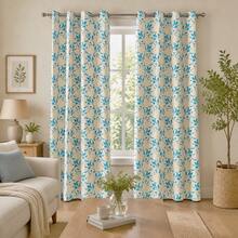 1 Peça Cortina com Impressão Botânica de Alta Definição, Cortina Blackout Minimalista Dupla Face Fosca, Adequada para Quarto, Sala de Estar, Blackout, Isolamento Térmico, Cortina de Decoração Doméstica de Outono - Multicolorido - Visão 2