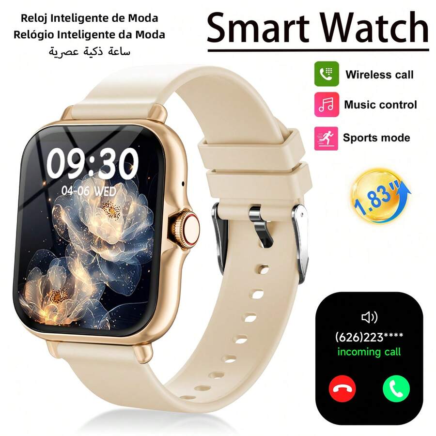 1.83-Inch Multifunctional Sports Smart Watch With Wireless Calling/Music, Message Notifications, Pedometer, Sedentary Reminder And Multiple Watch Face Wallpapers. Suitable For Men And Women, Perfect Gift.
