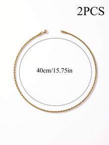 1pc/2pcs/3pcs Fashion Street Simple Style Stainless Steel Men's Chain - Yellow Gold - View 13
