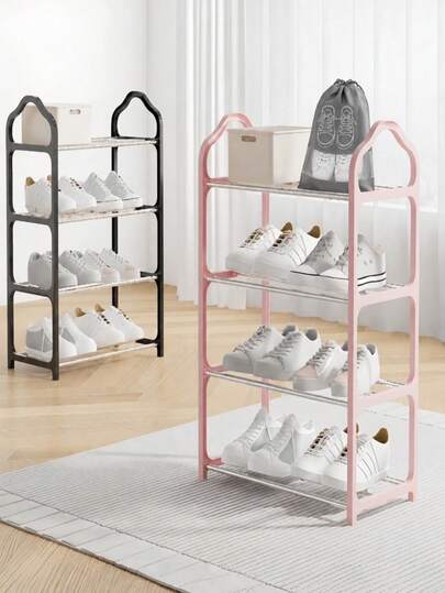 1pc 4-Tier Shoe Rack, Compact Narrow Space-Saving Shoe Storage Organizer, Freestanding Multi-Layer Shoe Rack, Suitable For Entryway, Closet, Bedroom, Dorm And Small Apartment, Cute Modern Shoe Rack, Suitable For Sneakers, Flats And Daily Footwear, Home Storage Essential, Suitable For Back To School, Spring Cleaning And Year-Round Use, Halloween, Christmas Gift