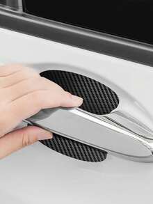 1pc/4pcs Car Door Handle Sticker Protective Film Carbon Fiber Handle Wrap Decal 4-Piece Set - A - View 3