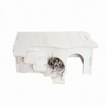Wooden Hamster Habitat Hamster Hideout Castle Hamster Shelter Hamster Supplies With Multi-Functional Small Climbing Ladder - one-size - View 3