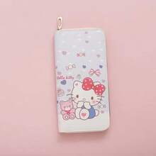 SANRIO محفظة طويلة للنساء بتصميم هالو كيتي، محفظة/حقيبة جلدية طويلة بتصميم شخصية كرتونية عصرية، هدية عيد ميلاد & عيد الميلاد - متعدد الألوان - مشاهدة 8