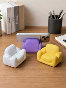 Cream Style Mini Sofa Phone Stand, Cute Creative Desktop Tablet Holder, Hands-Free Sofa Shaped Decor, Suitable For Desk Office Bedroom Living Room, Gift For Female Friends And Home Decor Enthusiasts - Multicolor - View 3