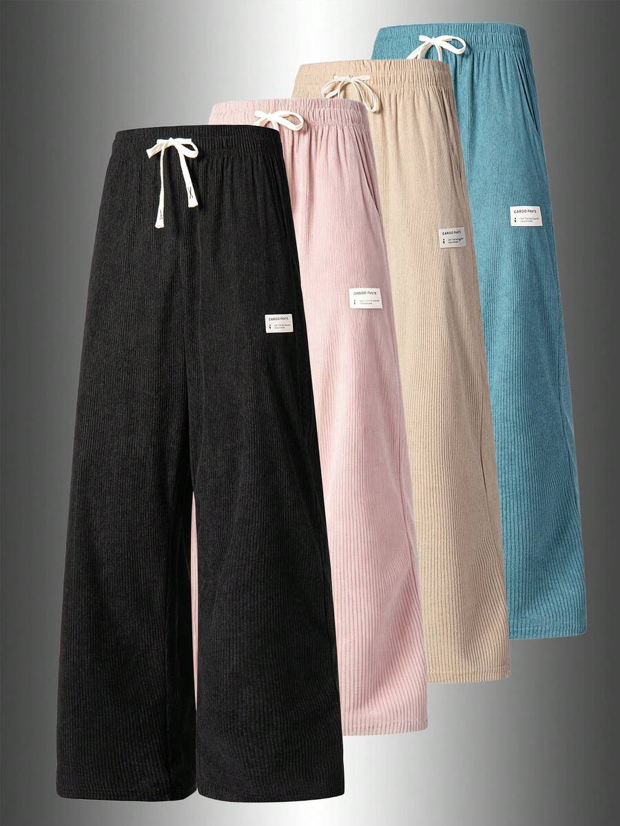 1pc Women's Spring/Autumn Soft Comfortable Breathable Straight Leg Corduroy Jogging Pants, Running Fitness Sports Long Pants