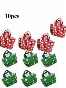 10pcs/5pcs/20pcs Cartoon Christmas Print Plastic Tote Bags (Random Style) Reusable Waterproof Gift Bags, Holiday Party Storage & Decoration Bags, Suitable For Christmas Gift Exchange - Multiple Styles - View 9