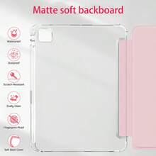 Tri-Fold Tablet Protective Case A16, Compatible With IPad 11th Generation Tablet Protective Case, Matte Back Plate With Pen Slot, Smart Sleep/Wake, Full Coverage Anti-Drop, Compatible With IPad 9th, 10th Generation Tablet Protective Case, Tab M11 Protective Case, Pad2 Tablet Protective Case, Matepad SE 11-Inch Tablet Protective Case, Compatible With Honor Pad X8A Tablet Protective Case - Baby Pink - View 4