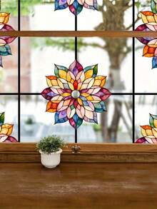 Mandala Gradient Floral Glass Sticker - PVC Decorative Sticker, Suitable For Living Room And Bedroom Glass Surfaces, Double-Sided Visible Glass Decal - B - View 5