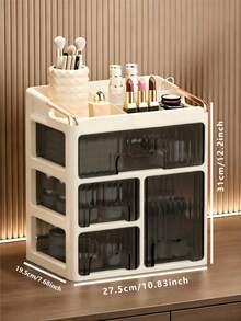New Makeup Organizer Box, Stylish Vanity Drawer Storage Unit For Skincare, Cosmetics And Beauty Products, Space Saving - Multicolor - View 2