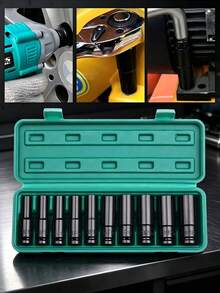 10pcs Metric Deep Hole Impact Socket Set, High Hardness Rust-Resistant Long Sockets, Heavy Duty Automotive Repair Socket Set With Storage Case - Socket Wrench - View 3