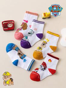 1/5/10 Pairs Paw Patrol Colorful Striped Kids Socks, Simple Puppy Design, Winter Mid-Calf Socks, Fun Christmas Children's Socks - Multicolor - View 5