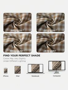 1pc Green & White Plaid Short Curtain, Fresh Vintage Polyester Fiber Rectangular Tie-Up Pleated Lace Edge Dust-Proof Curtain Suitable For Kitchen Window, Oven, Cabinet, Daily Home Use, Spring/Summer, Back To School, School Supplies, Dorm Decor, College Decor - Brown - View 6
