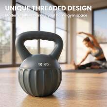 SPORTNOW Kettlebell, 10 Kg Kettle Bell With Non-Slip Handle For Home Gym Weight Lifting And Strength Training, Grey - Grey - View 3