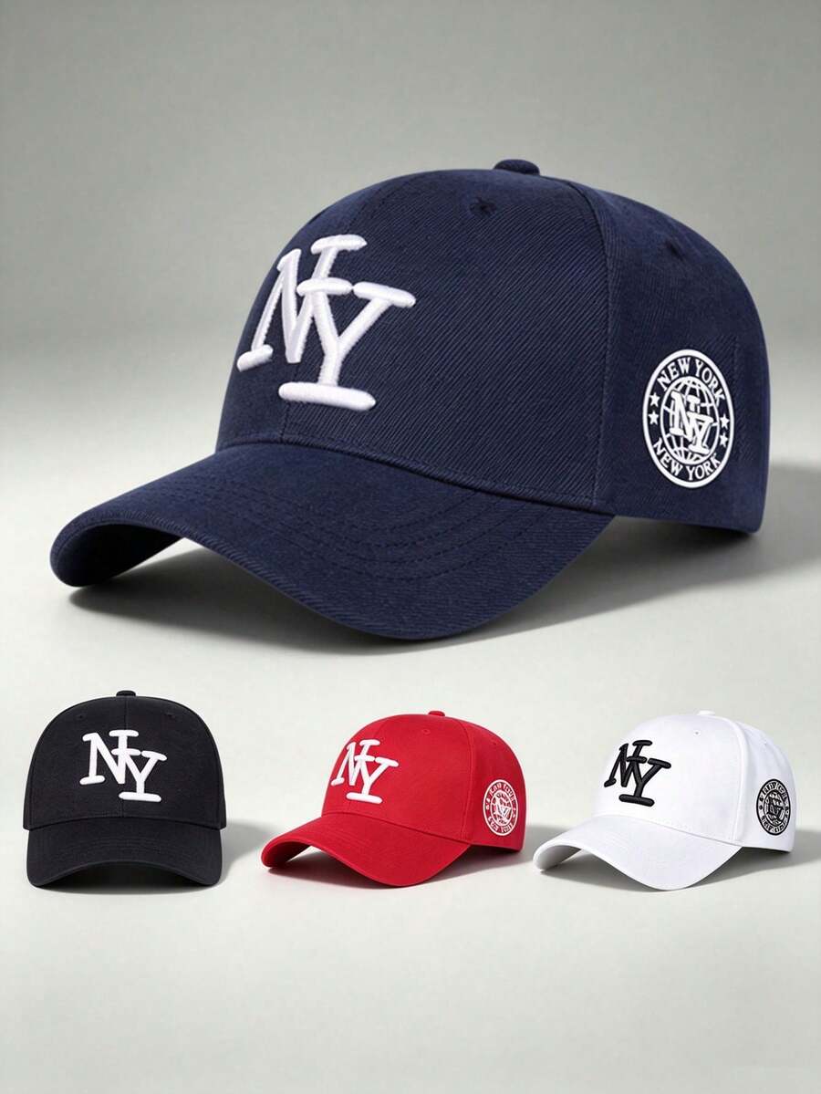 1pc Men Hats Letter NY Embroidered Side NY Printing Baseball Cap, Adjustable Hat,Great For Hiking, Social Gatherings, Travel, And Sun Protection