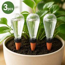 3pcs 16.91oz Large Capacity Transparent Diamond Automatic Watering Device, Clay Slow Release Anti-Clogging Drip Watering Tool, Indoor Drip Irrigation Watering System, Potted Plants Watering Device - Multicolor - View 1