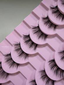 10 Pairs Half-Length Natural Thick Little Devil Cat Eye Winged Half-Eye Natural Daily Versatile Women's Upper Eyelashes - Black - View 3