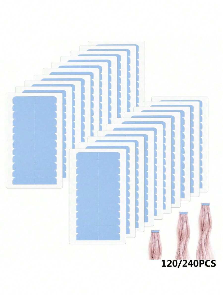 120/240pcs Double-Sided Hair Extension Tape, Adhesive Replacement Tape For Hair Extensions, Human Hair Tape Label Tape, Wig Tape Beauty Tool - View 1