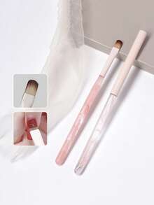 1pc Pink Mist Nail Art Brush With Cap, Large Square Flat Daisy Brush, Versatile Sweeping Brush, Triangle Brush, Nail Art Tool - Multicolor - View 9