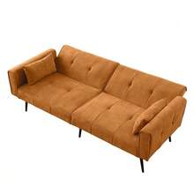 Best Choice Products Upholstered Futon Sofa Bed,Comfy Modular Foldable Sleeper Sofa 68″Fabric Couch Sleeper For Home,Dorm, Bonus Room, Compact Spaces. - Orange - View 11