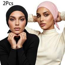 Awegeo 2Pcs Breathable Middle Eastern-Style Women's Turban Undercaps For Daily Headscarf Use - Multicolor - View 11