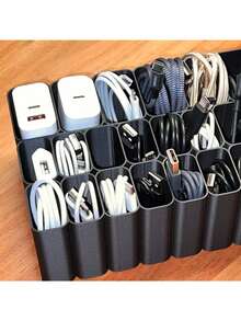 Kotak/Baki Pengatur Kabel USB Tugas Berat 11/22 Grid, Kotak Pengatur Kabel Meja Cocok untuk Rumah dan Kantor, Pengatur Kabel Gaya Laci Meja, Alat Penyimpanan Rumah Praktis, Halloween, Musim Wisuda, Natal, Kotak Pengatur Kabel Terbaik - A - View 4
