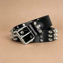 1pc Punk Rivet Cool Rock Heavy Metal Dark Style Belt - Black - View 2