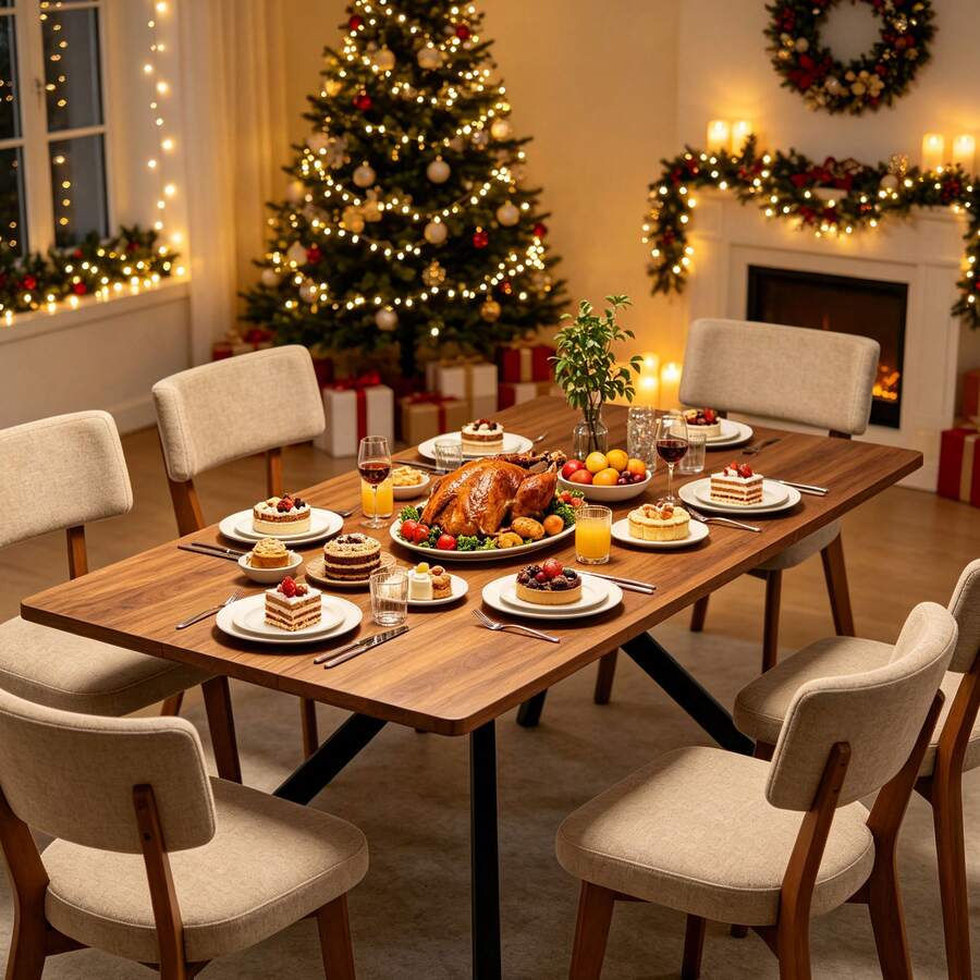 Expandable Dining Table And Chairs, Suitable For 6-10 People, With One Set Of Two Dining Chairs, Suitable For Dining Tables In Restaurants And Kitchens, As Well As Decorative Chairs In Kitchens And Living Rooms - Multicolor - View 1