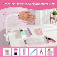 Veikmv Practice Hand For Acrylic Nails, Silicone Right Hand, 141Pcs Kit Bendable Fingers And Realistic Skin; Deep Grooves Hold Tips Without Glue; Gel, Manicure And Salon Training For Beginners - Apricot - View 4
