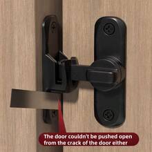 1pc Heavy Duty Security Anti-Theft Door Lock Handle, Commercial/Residential Grade Security Bolt Lock Anti-Pry Lock, With Adjustable Sliding Bolt 90°/180°, Anti-Pry Lock Latch, Includes Screws, Manual Operation, Reinforced Durable Structure - Black [90°/180° Universal] (Double-sided Adhesive) - View 4