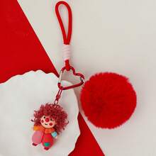 1pc Cute Keychain, Cartoon Fluffy Bag Charm, Adorable Women's Bag Pendant, Car Key Ring Charm, Suitable For Backpack, Handbag, Tote Bag, Key Decoration, Birthday Gift, Friend Small Gift And Daily Accessory - Multicolor - View 8
