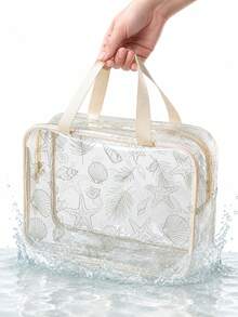 1/3pcs Waterproof PVC Travel Toiletry Bag, Portable Large Capacity Travel Storage Makeup Bag, Multi-Functional Transparent Zipper Makeup Bag Set, Shell Print Beach Bag, Back To School Holiday Essential, Lightweight Storage, Durable And Fashionable, Suitable For Home Use - Ocean World - View 10