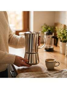 CAMRY Espresso Maker, Stovetop Espresso Pot, Coffee Percolator - Classic Design, Durable Construction, Compact - Silver - View 2